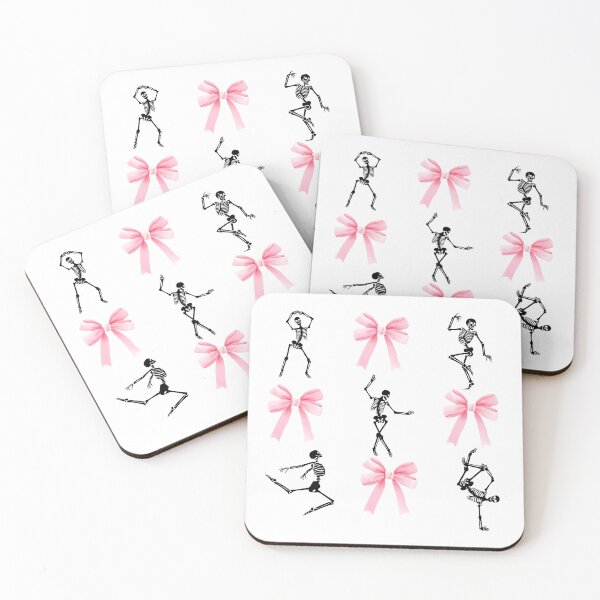 Item preview, Skeletons doing different positions along with pink bows designed and sold by StyleFused.