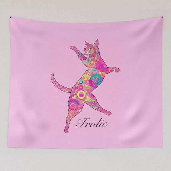Item preview, Multicolored Frolicking Cat designed and sold by Marymarice.