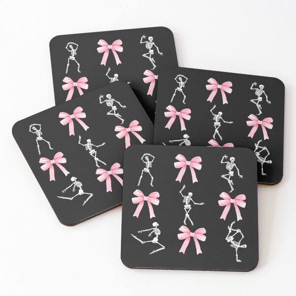 Item preview, Skeletons doing different positions along with pink bows designed and sold by StyleFused.