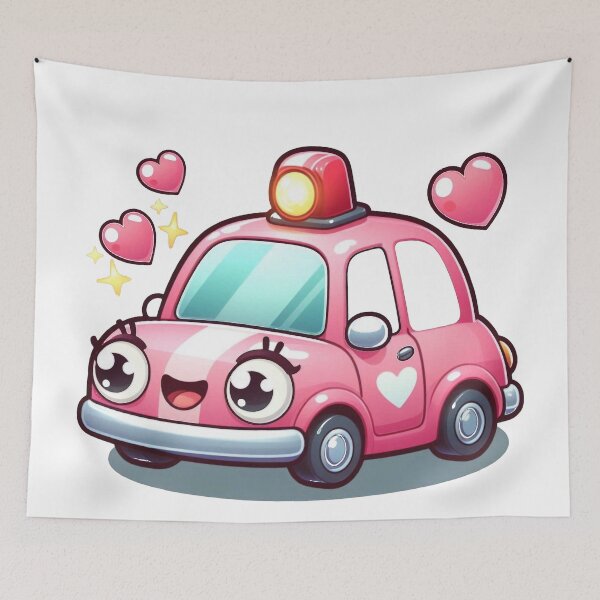 Item preview, "Adorable Pink Police Car Cartoon" designed and sold by nada-art.