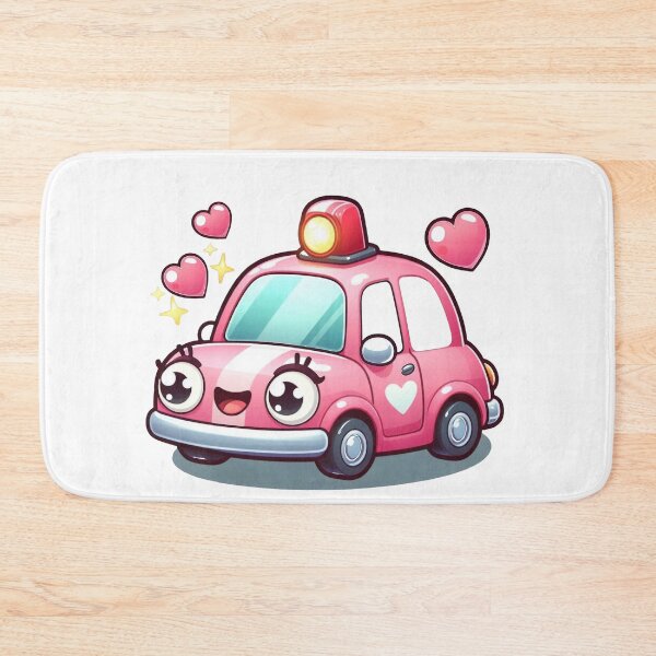Item preview, "Adorable Pink Police Car Cartoon" designed and sold by nada-art.