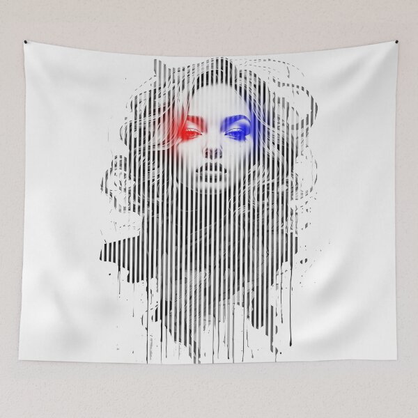 Item preview, Beautiful girl face drawn with lines. designed and sold by hussain-dz.
