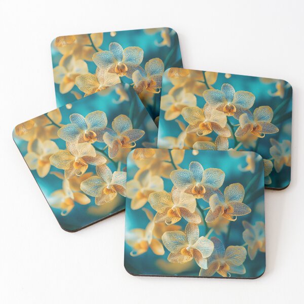 Item preview, Jade Tiger Orchids on Blue Background designed and sold by mebraart.