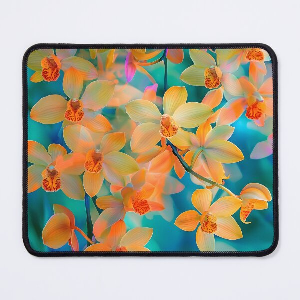 Item preview, Enchanting Jade Tiger Orchids on Blue Background designed and sold by mebraart.