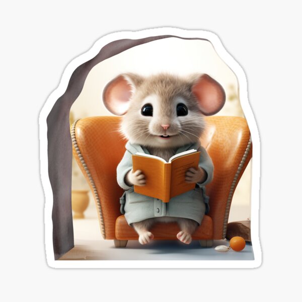 Item preview, Mouse Reading a Book in His Mouse Hole Sticker designed and sold by tz-designs444.