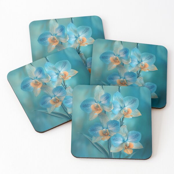 Item preview, Enchanting Jade Tiger Orchids on Blue Background designed and sold by mebraart.