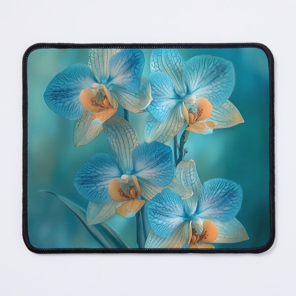 Item preview, Enchanting Jade Tiger Orchids on Blue Background designed and sold by mebraart.