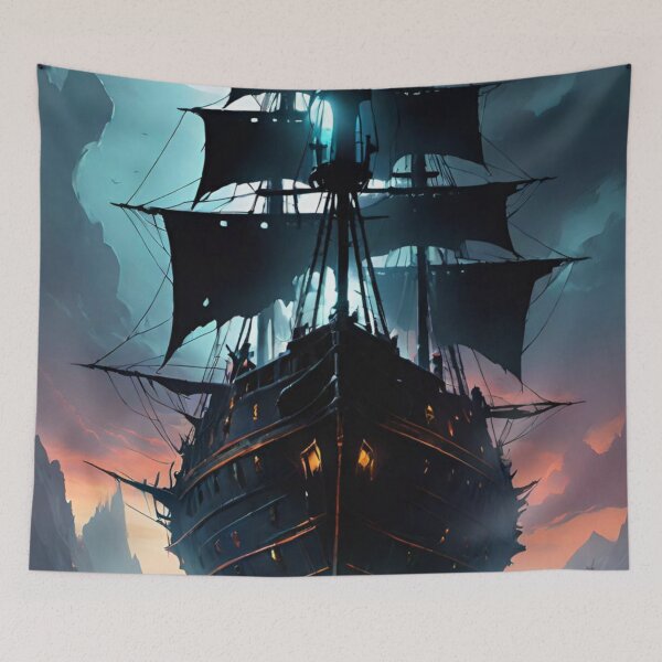 Item preview, ship, ghost, sailboat, sea, boat designed and sold by DonnaBlankaArt.