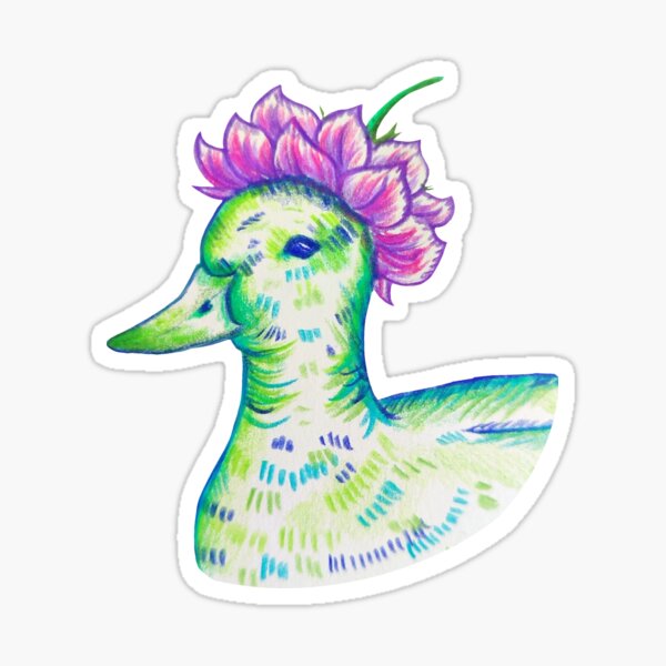 Duck with a flower hat Sticker