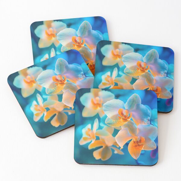 Item preview, Enchanting Jade Tiger Orchids with Dark Blue Background designed and sold by mebraart.