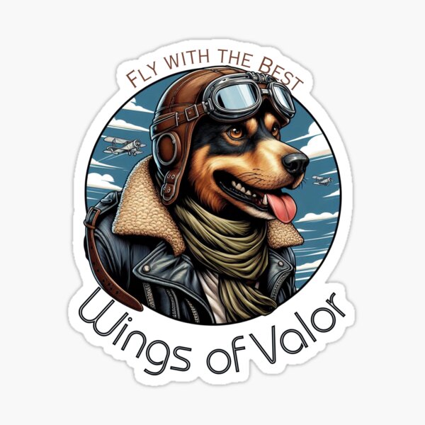 Item preview, heroic dog 1940s pilot with aviator goggles - Wings of Valor - Fly with the Best designed and sold by Iden-store.