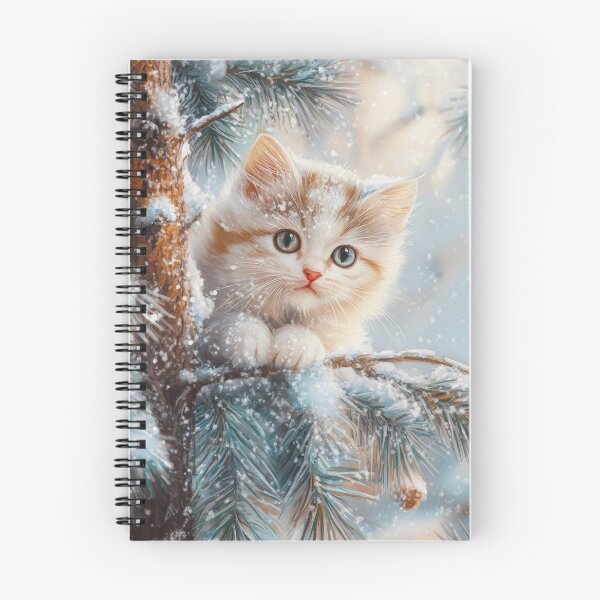 Item preview, Adorable Cat on Snowy Tree Branch  - Christmas Watercolor Painting designed and sold by MargaretWiktor.