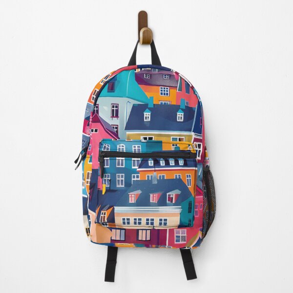 Item preview, Scandinavian city with colorful houses designed and sold by NordicArtPrint.