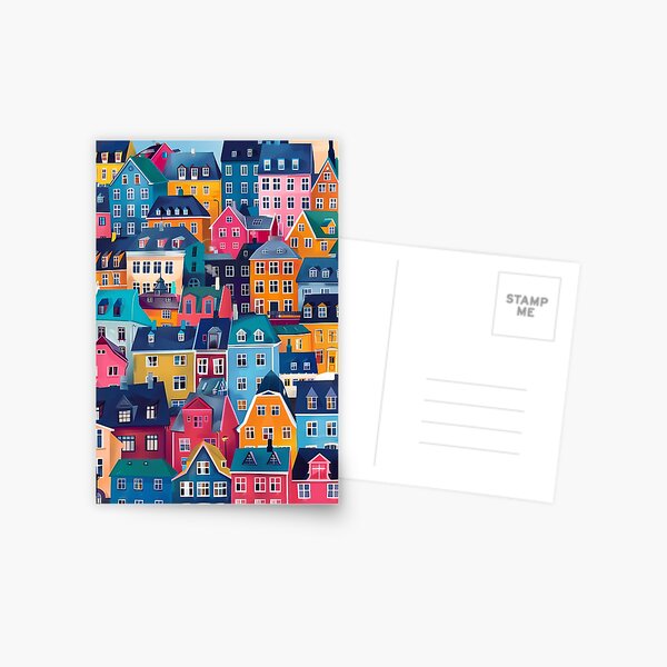 Item preview, Scandinavian city with colorful houses designed and sold by NordicArtPrint.