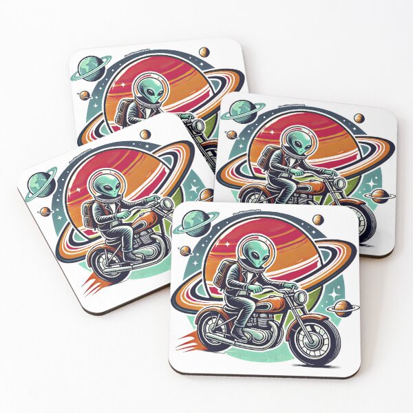 Item preview, Retro Alien Biker Outdoor Adventure - Vintage Sci-Fi Adventure Art designed and sold by KawaiiCherryPie.