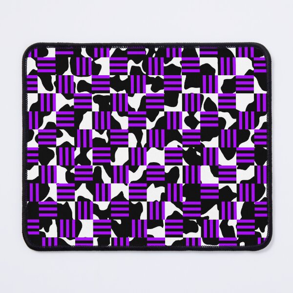 Item preview, Cow print and Black and Alternating Purple Stripes Checkerboard designed and sold by TheRulerofEarth.
