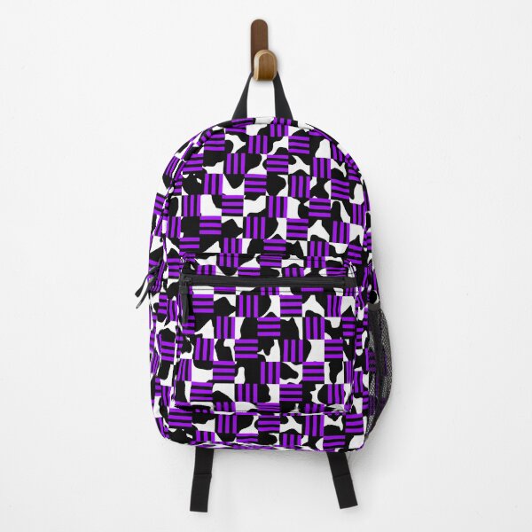 Item preview, Cow print and Black and Alternating Purple Stripes Checkerboard designed and sold by TheRulerofEarth.