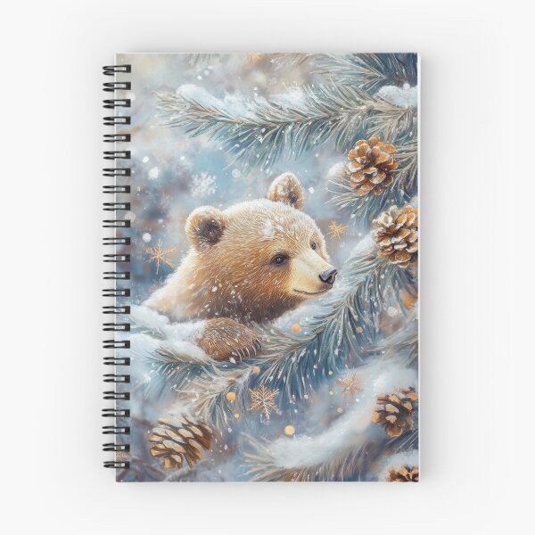 Item preview, Adorable Bear Cub on Snowy Tree - Christmas Watercolor Painting designed and sold by MargaretWiktor.