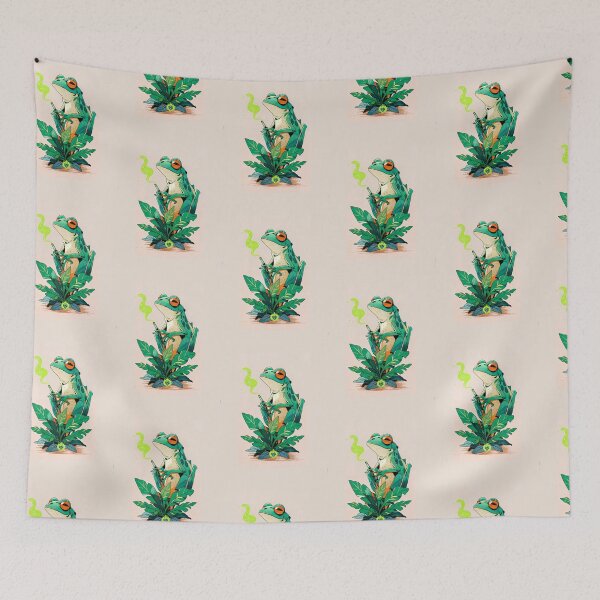 Item preview, Frog smoking weed designed and sold by GreenKingShop.