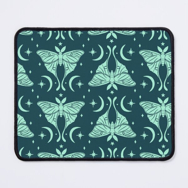 Item preview, Ethereal Teal Luna Moth and Paisley Motifs with Stars and Crescents designed and sold by paldronma.