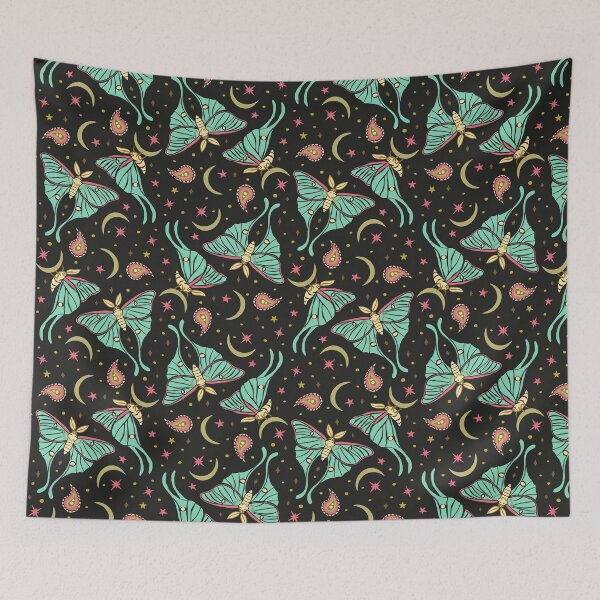 Item preview, Teal Celestial Luna Moth and Paisley Pattern. Nocturnal Butterfly Design designed and sold by paldronma.