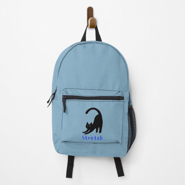 Item preview, Black cat stretching with blue text designed and sold by kitty-kingdom.