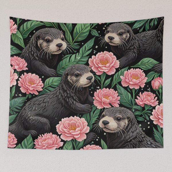 Item preview, sea otter and carnation flowers pattern designed and sold by Nolan6.