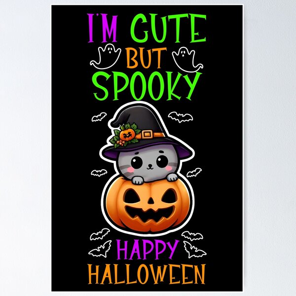 Item preview, Colorful Cute Halloween 2024 Cat with Pumpkin designed and sold by BDLuck2021.