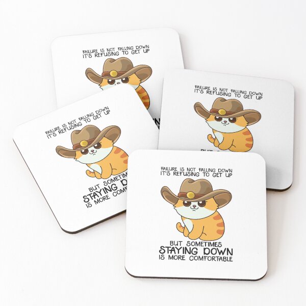 Item preview, Motivational Cat Cowboy Quote - 'Failure is Not Falling Down' designed and sold by Design_for_merch.