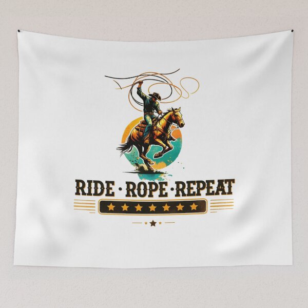 Item preview, ✨Ride, Rope, Repeat – Cowboy Roping Horse Design for Apparel, Mugs, Stickers & More designed and sold by artedigital99.