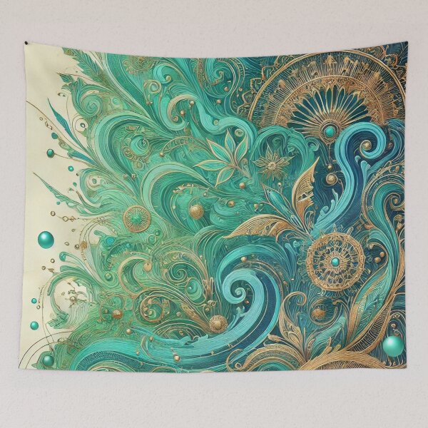 Item preview, Tide Play of Gold and Turquoise designed and sold by LegademaArt.