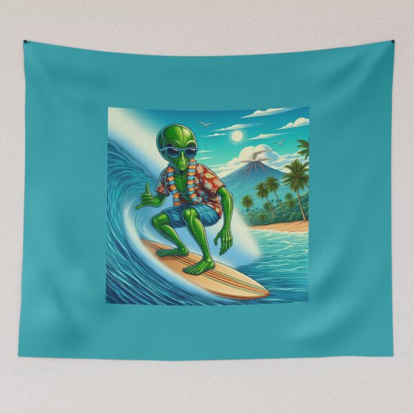 Item preview, Alien Having Fun on a Surfboard  designed and sold by Halifaxartguy.
