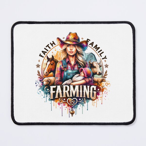 Item preview, ✨Faith, Family, and Farming – Young Cowgirl with Child and Livestock Design for Apparel, Mugs, Stickers & More designed and sold by artedigital99.