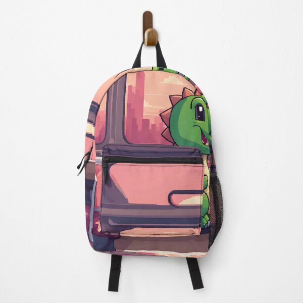 Item preview, Adorable Green Dinosaur Riding the Train at Sunset designed and sold by ArtsyWishesShop.