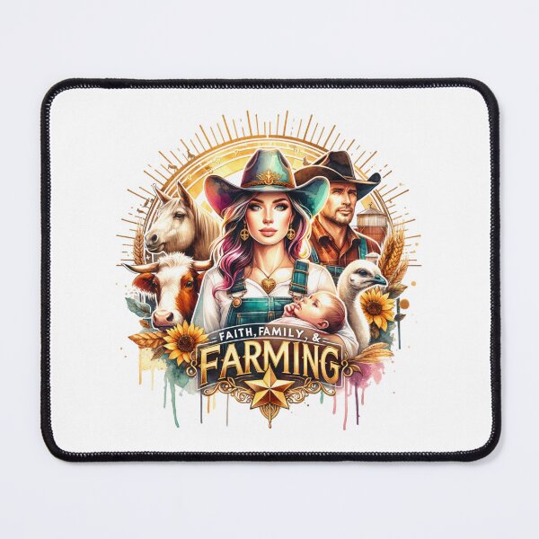 Item preview, ✨Faith, Family, and Farming – Young Cowgirl with Child and Livestock Design for Apparel, Mugs, Stickers & More designed and sold by artedigital99.