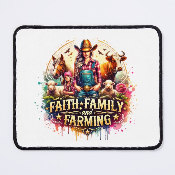 Item preview, ✨Faith, Family, and Farming – Young Cowgirl with Child and Livestock Design for Apparel, Mugs, Stickers & More designed and sold by artedigital99.