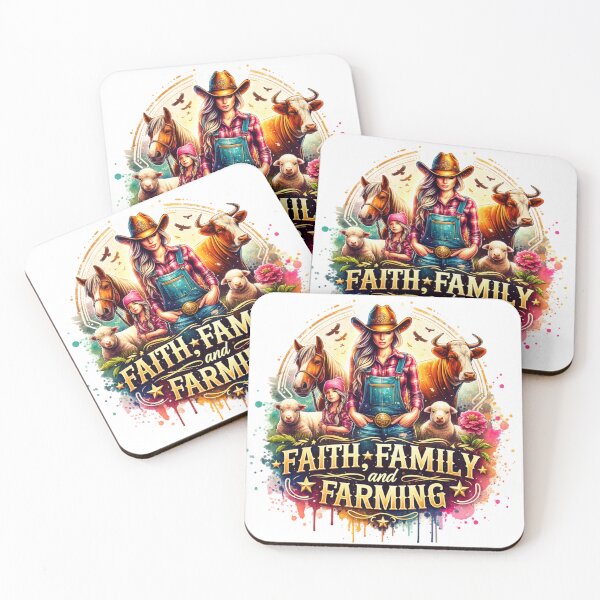 Item preview, ✨Faith, Family, and Farming – Young Cowgirl with Child and Livestock Design for Apparel, Mugs, Stickers & More designed and sold by artedigital99.