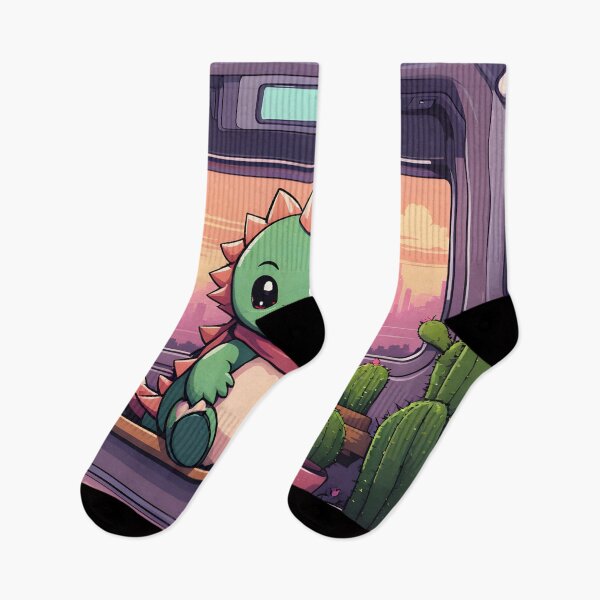 Item preview, Dinosaur Riding the Train at Sunset designed and sold by ArtsyWishesShop.