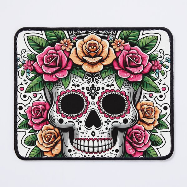 Item preview, Vibrant Day of the Dead Sugar Skull with Floral Crown Clipart designed and sold by raedattia.