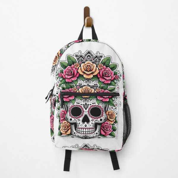 Item preview, Vibrant Day of the Dead Sugar Skull with Floral Crown Clipart designed and sold by raedattia.