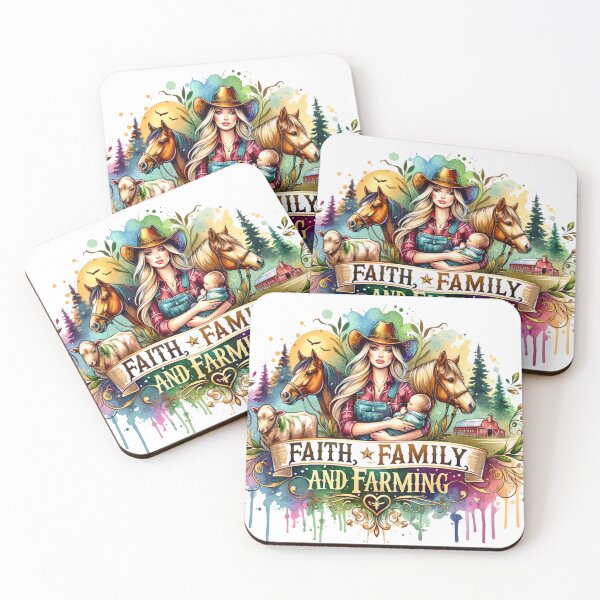 Item preview, ✨Faith, Family, and Farming – Young Cowgirl with Child and Livestock Design for Apparel, Mugs, Stickers & More designed and sold by artedigital99.