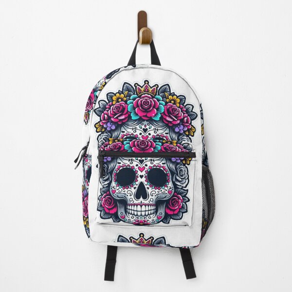 Item preview, Vibrant Day of the Dead Sugar Skull with Floral Crown Clipart designed and sold by raedattia.