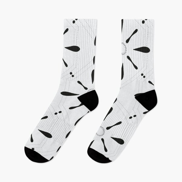 Artikelvorschau, (Groß) Weißes und schwarzes geometrisches Blumenmuster entworfen und verkauft von JaselviiStudio.