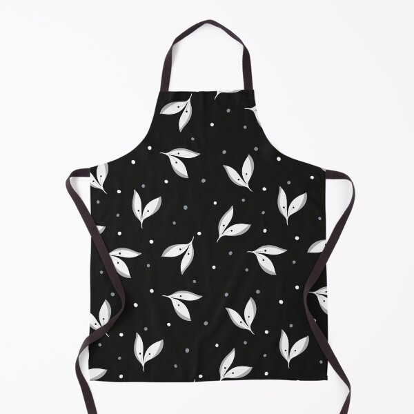 Item preview, (Large) Monochrome White Leaf And Dots Design On Black designed and sold by JaselviiStudio.