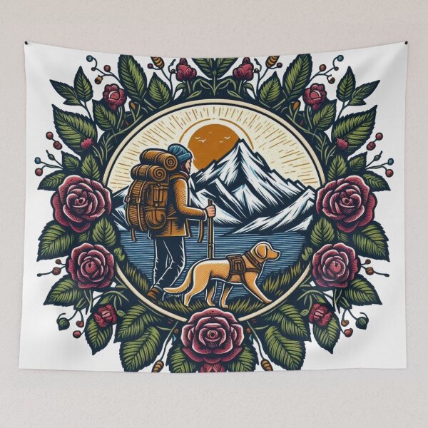 Item preview, A hiker, accompanied by a loyal dog designed and sold by VisualHut.