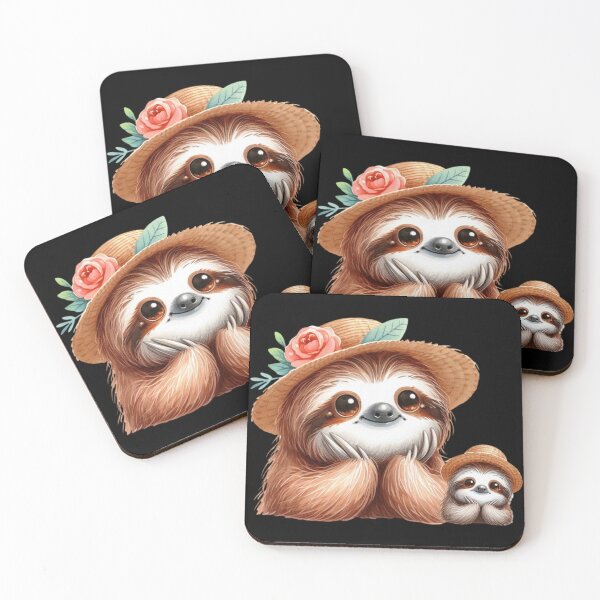 Item preview, Cute Baby Sloth with Mom in Hats designed and sold by Amazing-Kortez.