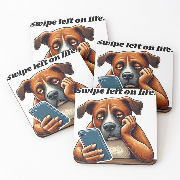 Item preview, Swipe Left on Life - Funny Dog with Smartphone Sticker designed and sold by Design Delinquent.
