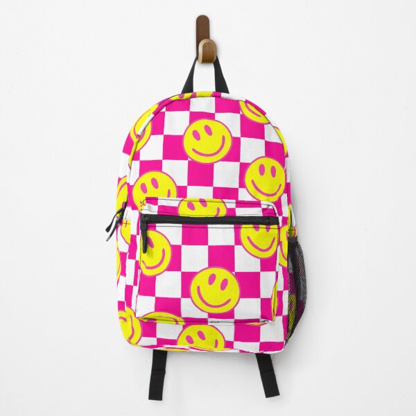 Item preview, pink happy face check groovy designed and sold by Gossip Rag.