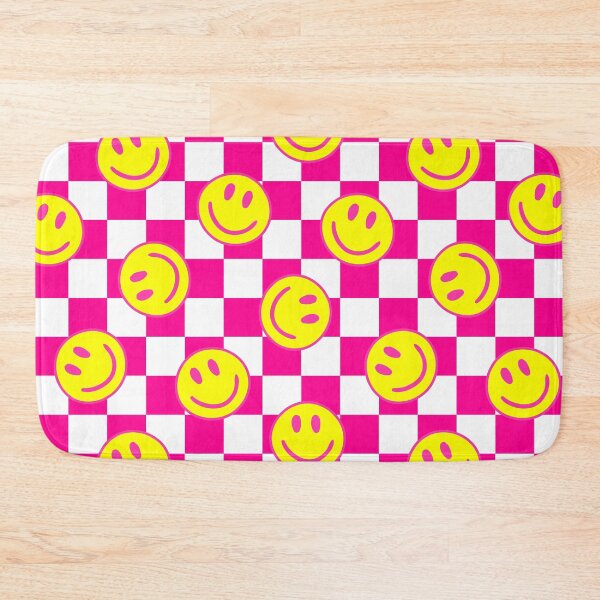 Item preview, pink happy face check groovy designed and sold by Gossip Rag.