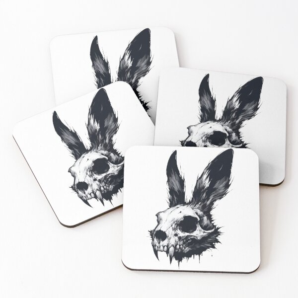 Item preview, Monochromatic Goth Vampire Bunny Skull designed and sold by TomFrontierArt.